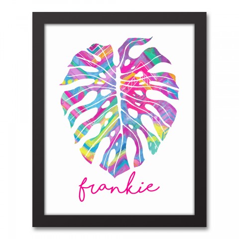 Patterned Palm Leaf 11x14 Personalized Black Framed Canvas