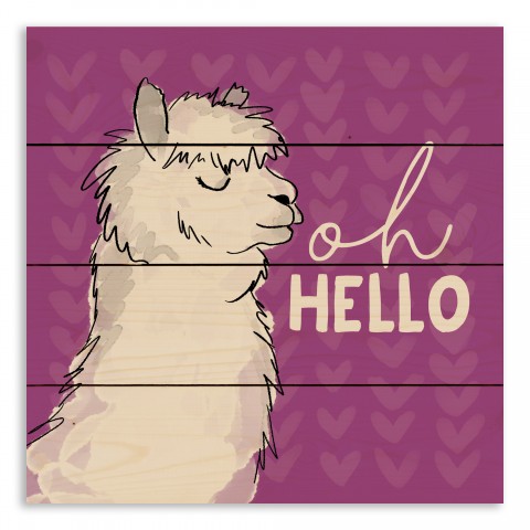 Hello Llama 14x14 Pallet Wood Art