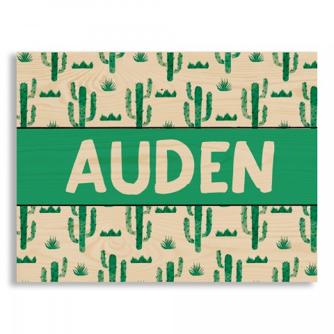 Green Cactus Pattern 14x10.5 Personalized Pallet Wood Art
