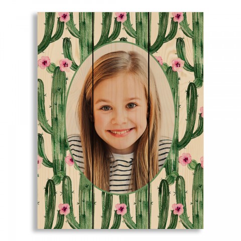 Watercolor Cactus Photo 10.5x14 Personalized Pallet Wood Art