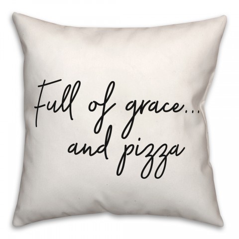Grace And Pizza  18x18 Spun Poly Pillow
