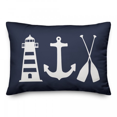 Navy Coastal Icons 14x20 Spun Poly Pillow