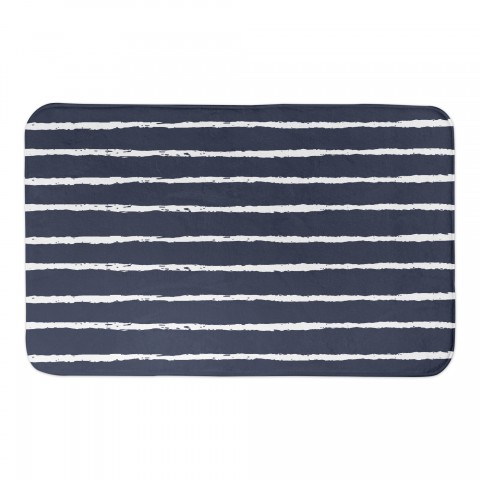 Soft Navy Stripes 34x21 Bath Mat