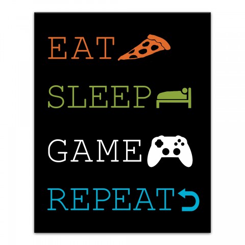 Eat Sleep Game Repeat  Wall Art