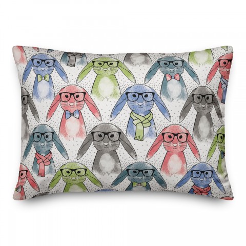 Hipster Bunnies  14x20 Spun Poly Pillow