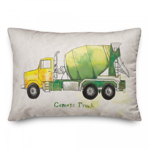 Watercolor Cement Truck  14x20 Spun Poly Pillow