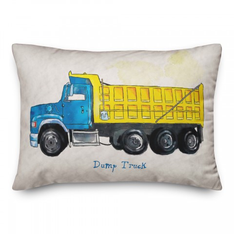 Watercolor Dump Truck  14x20 Spun Poly Pillow