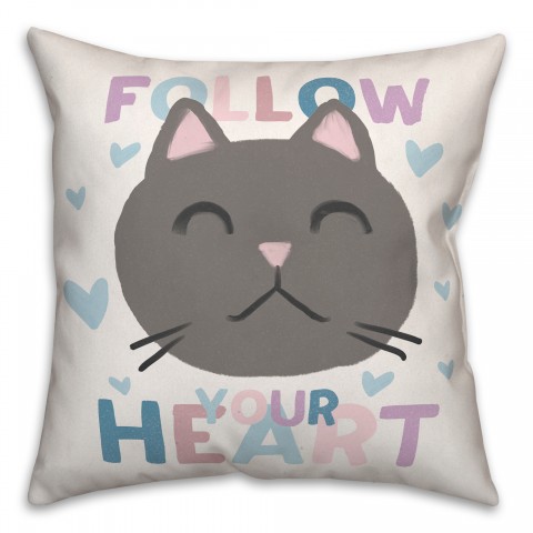 Follow Your Cat Heart Pillow