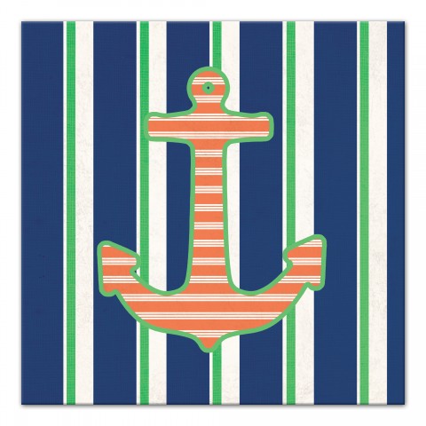 Striped Anchor Wall Art