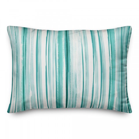 Abstract Teal Stripes 14x20 Indoor / Outdoor Pillow
