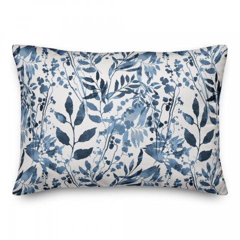Watercolor Leaves and Berries 14x20 Indoor / Outdoor Pillow