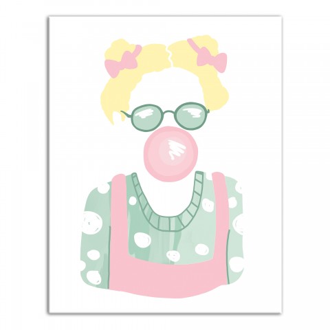 Bubblegum Girl 11x14 Canvas Wall Art