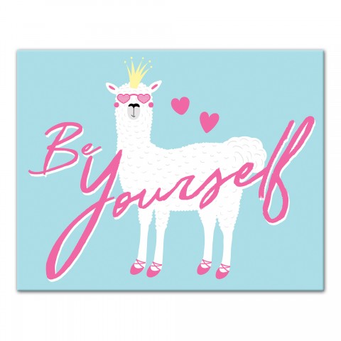 Be Yourself Blue Llama 11x14 Canvas Wall Art