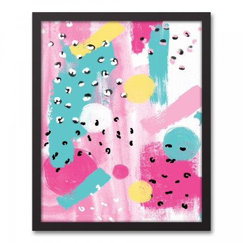 Colorful Abstract Brushstrokes 16x20 Black Framed Canvas
