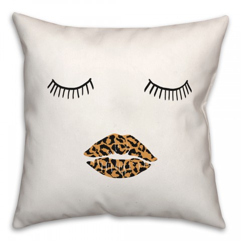 Sleepy Leopard Lips 18x18 Spun Poly Pillow