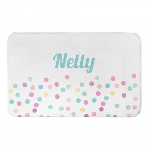 Colorful Polka Dots Name 34x21 Personalized Bath Mat
