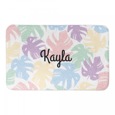 Polka Dot Monstera Name 34x21 Personalized Bath Mat