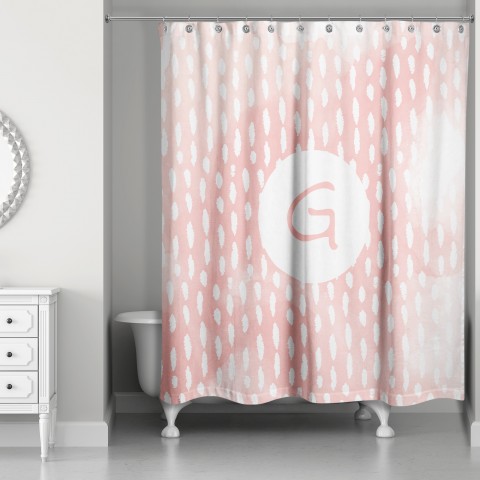 Blush Watercolor Dots Monogram 71x74 Personalized Shower Curtain
