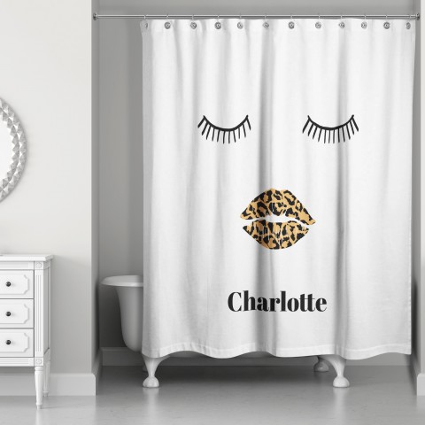 Sleepy Leopard Lips 71x74 Personalized Shower Curtain