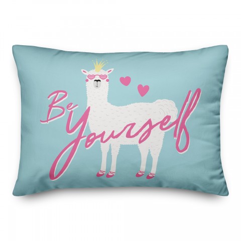 Be Yourself Blue Llama 14x20 Spun Poly Pillow