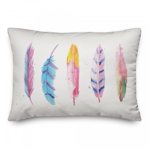 Colorful Feathers 14x20 Spun Poly Pillow