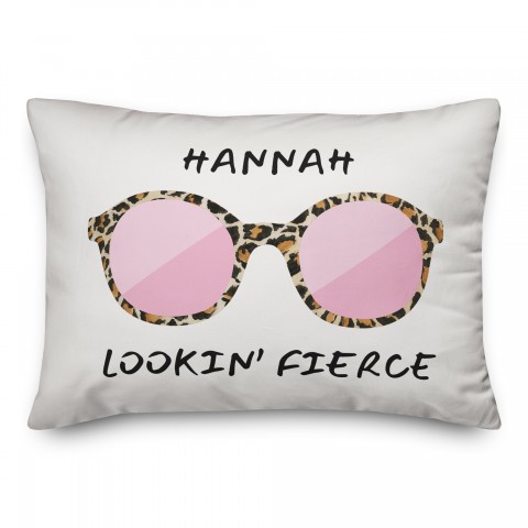 Lookin Fierce Leopard Sunglasses 14x20 Personalized Spun Poly Pillow