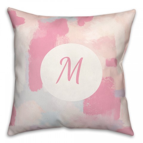 Pastel Abstract Monogram 18x18 Personalized Spun Poly Pillow