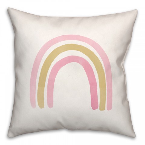 Simple Pink Gold Rainbow 18x18 Spun Poly Pillow