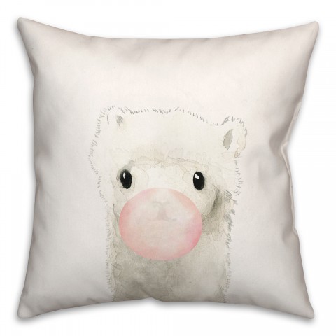 Watercolor Bubblegum Llama 18x18 Spun Poly Pillow
