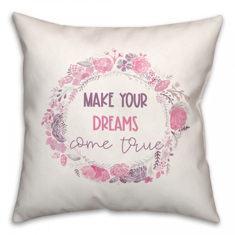 Dreams Come True Wreath 18x18 Spun Poly Pillow