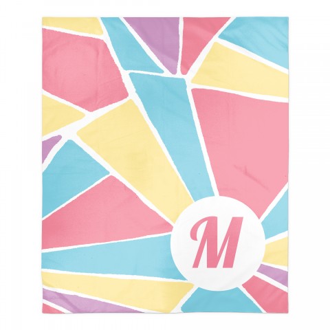 Colorful Geo Monogram 50x60 Personalized Sherpa Fleece Blanket
