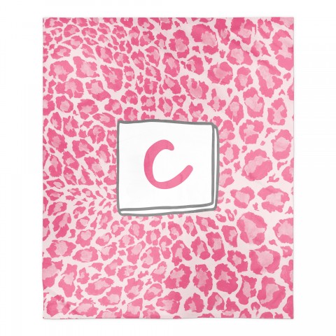Pink Leopard Monogram 50x60 Personalized Sherpa Fleece Blanket