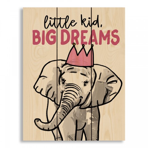 Big Dream Elephant 10.5x14 Pallet Wood Art