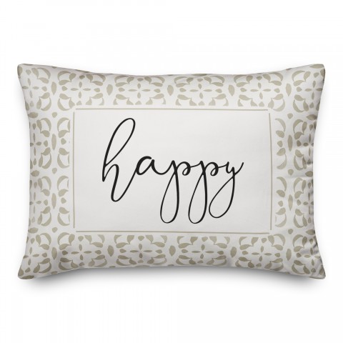 Happy Watercolor Khaki 14x20 Indoor / Outdoor Pillow