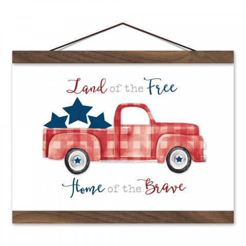 American Plaid Truck 12x8 Teak Hanging Canvas