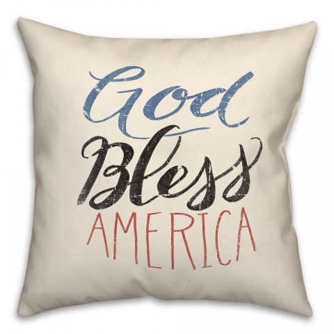 Distressed God Bless America 18x18 Spun Poly Pillow