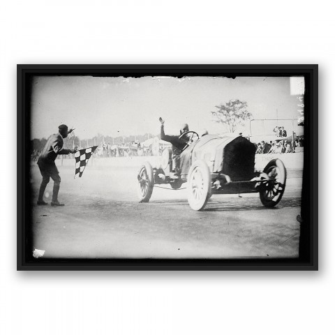 Vintage Racecar Finish Line 20x30 Black Floating Framed Canvas