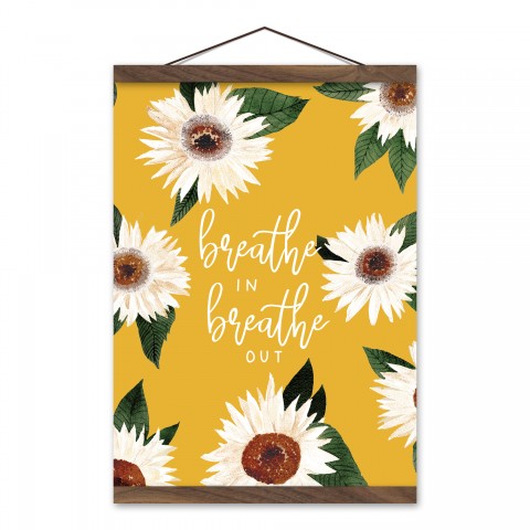Breathe In Breathe Out 12x16 Teak Hanging Canvas