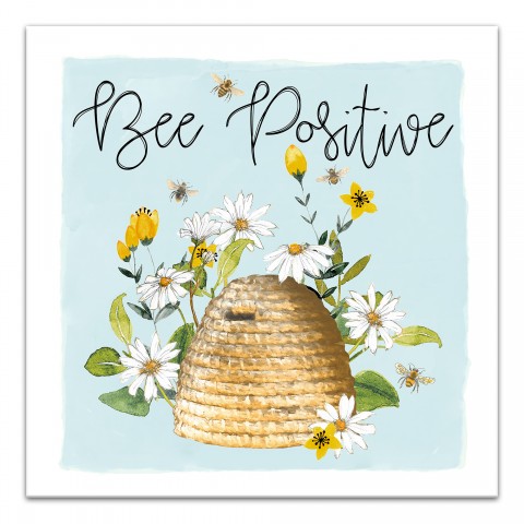 Be Positive Honey Bee 12x12 Canvas Wall Art