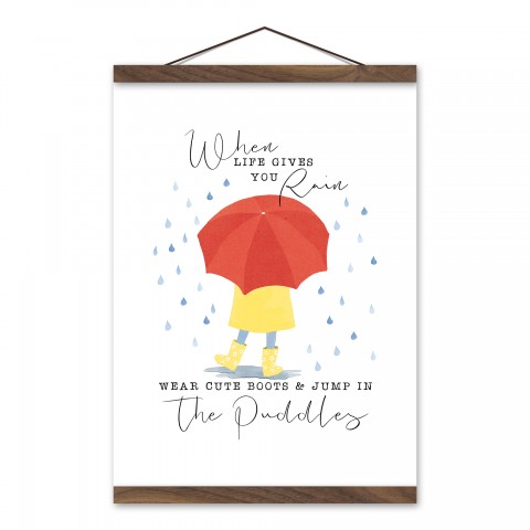 When Life Gives You Rain 12x16 Teak Hanging Canvas