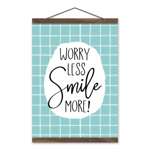 Worry Less Smile More  12x16 Teak Hanging Canvas