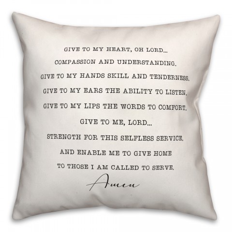 Nurse's Prayer 18x18 Spun Poly Pillow