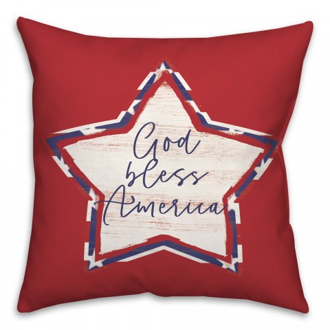God Bless America Star 18x18 Spun Poly Pillow