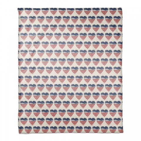 American Flag Heart Pattern 50x60 Coral Fleece Blanket