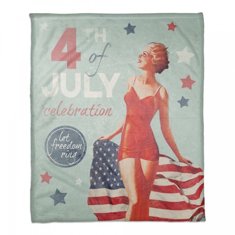 Vintage Fourth of July Celebration 50x60 Coral Fleece Blanket