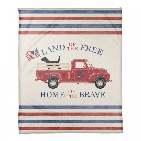 Land of the Free Home of the Brave Truck 50x60 Coral Fleece Blanket