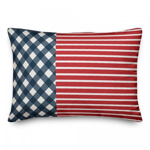 American Gingham and Stripes 14x20 Spun Poly Pillow
