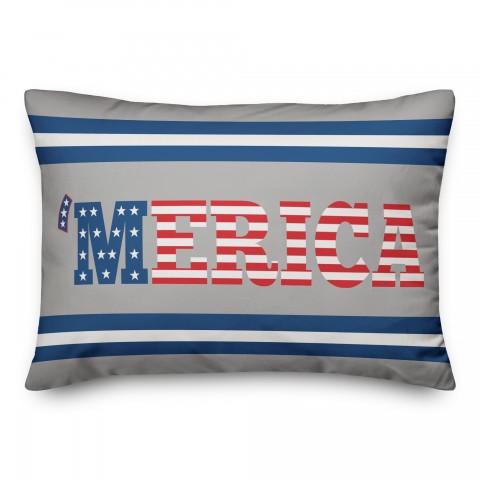Merica Flag Letters 14x20 Spun Poly Pillow