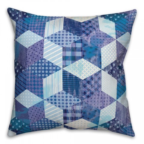 Blue and Red Patchwork 18x18 Spun Poly Pillow