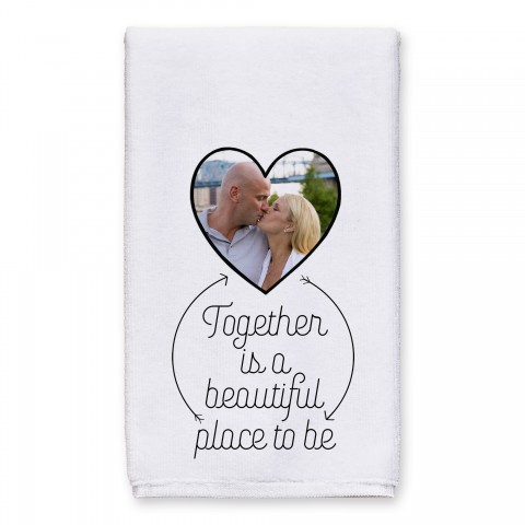 Together Heart Picture 16x25 Personalized Towel